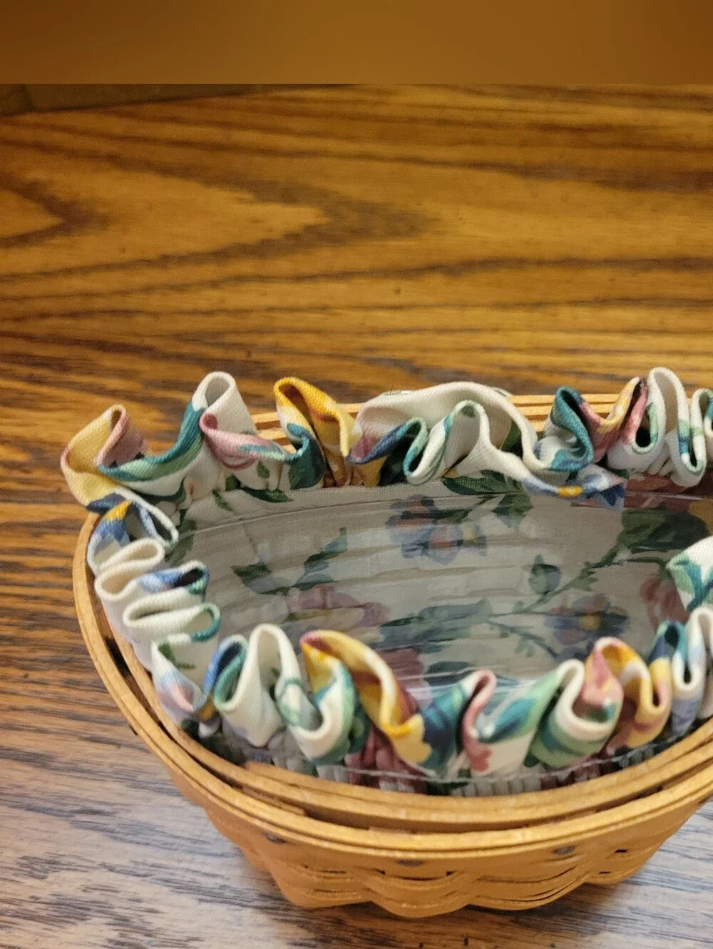 Longaberger 2001 Oregano Booking Basket Floral Liner w/ Basket